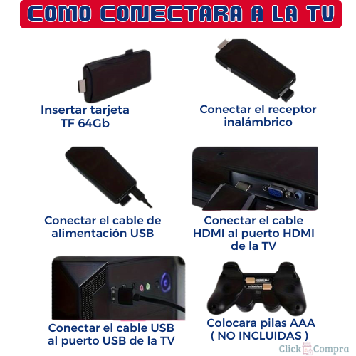 Consola de juegos inalámbrica retro Stick de 64 GB